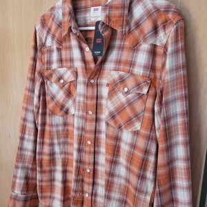 Levi's Men's Western Orange Plaid Shirt